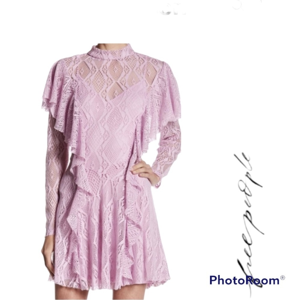 Free people mini dress size L purple NWT